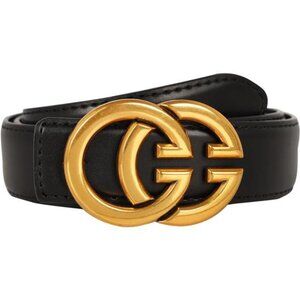 Women's Fashion Classic Metal Buckle Leather Belt with Jeans Dress